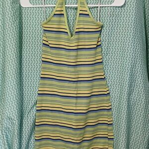 Elegant Backless Striped Dress